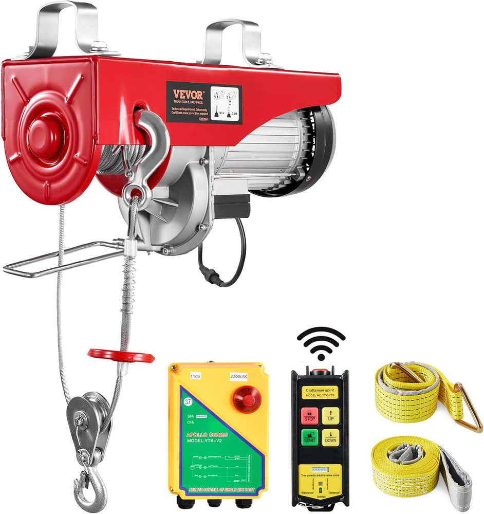 2200Lbs Electric Hoist with Wireless Remote Control,110V Electric Hoist with Rem