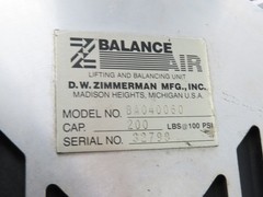 Ingersoll Zimmerman BA040060 Pneumatic Air Balancer 6′ Travel 400Lb Swivel Mount