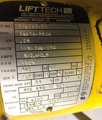BUDGIT 1/2 TON HOIST W/ TROLLY LIFTECH MAX INPUT HD-333 326797-32 01750RPM
