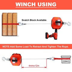 750 LBS Portable Drill Winch Hoist with 40 Feet Steel Wire for Lifting Dragging