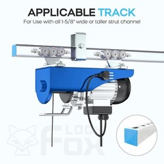 6+2 Wheel Electric Hoist Trolley for 1-5/8″ Strut Channel, Anti-Lock & Silent