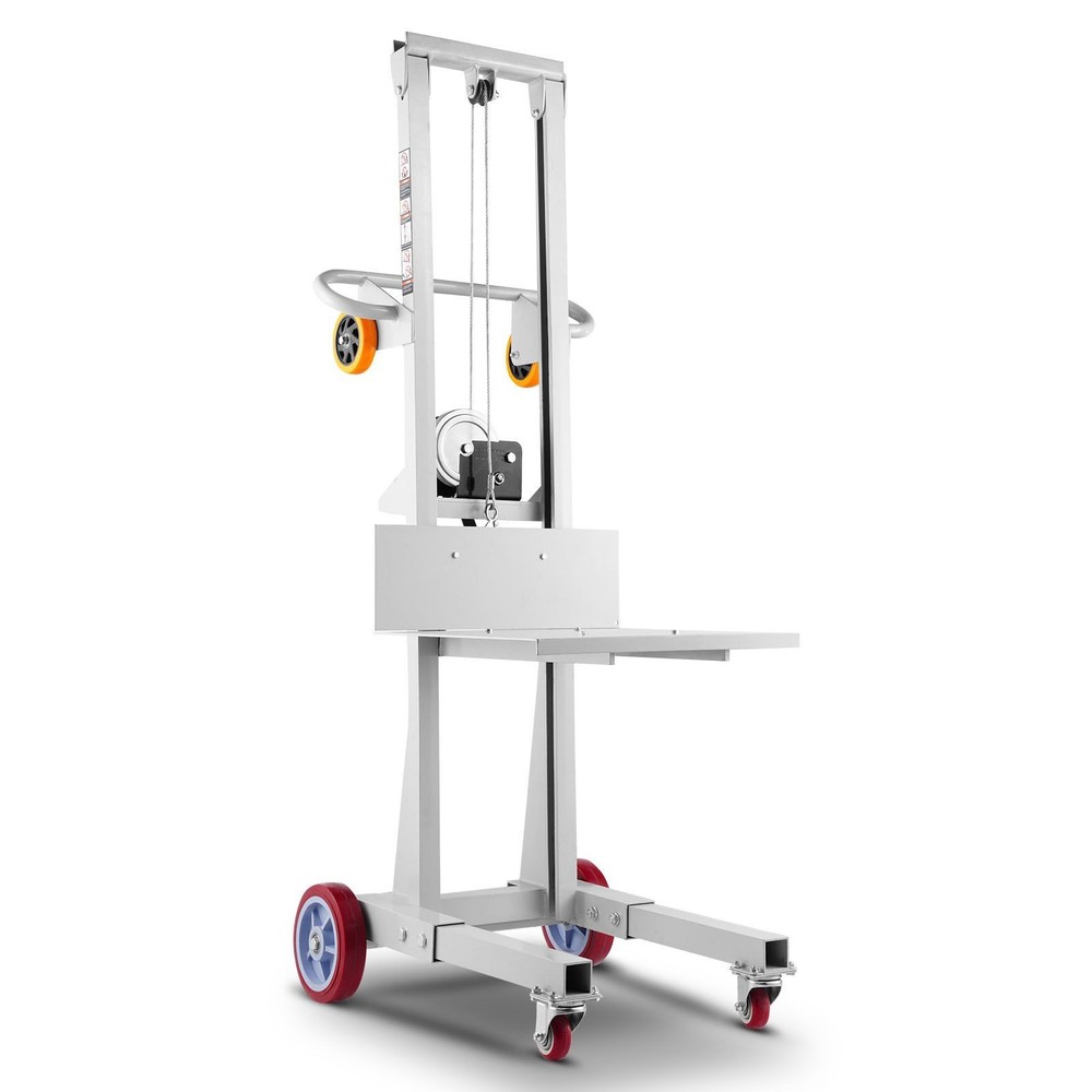 Compact Footprint Manual Winch Stacker with Large Size Wheels Included