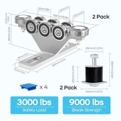 6+2 Wheel Hoist Trolley Kit, Roller Limit, Anti-Lock & Anti-Fall, Garage/Worksho