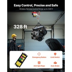 Uimoso Electric Hoist 440lbs Lift with Wireless Remote Control, 480W 110V