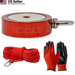 Hercules Magnetics 2000 lbs Double Sided Fishing Magnet Kit with Case – Red