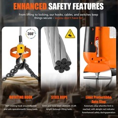 2,200Lbs Portable Electric Winch – Manual and Wired- with Lifting Strap – Max 25