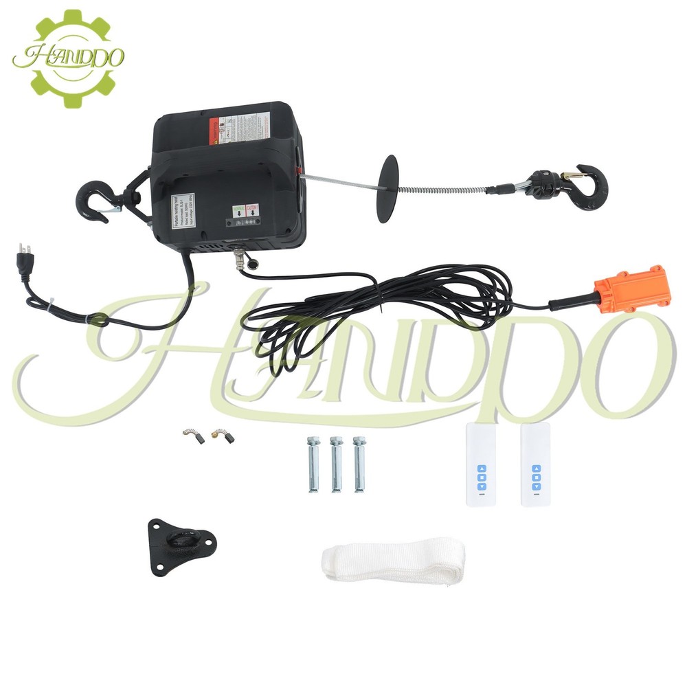 3-in-1 Electric Hoist 1100LBS Dual Remote Overload Protection For Garage