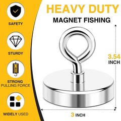 DIYMAG Super Strong Neodymium Fishing 75mm(2.95 inches), Single Hole