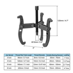 3” 4” 6” 8” 3-Jaw Gear Puller, Extractor Removal Tool for Pulley and Bearing