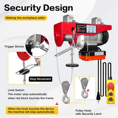 2-In-1 440 Lbs Lift Electric Hoist, 13 Ft Wired and 328 Ft Wireless Remote Contr