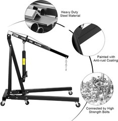 2 Ton Folding Engine Lift with 6 Wheels Heavy Duty Steel Hydraulic Shop Crane