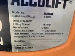 ACCOLIFT 5 Ton Electric Chain Hoist 20 Feet of Lift Model 2130070