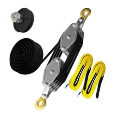 Polea Elevación 4400LB Sistema 8:1 con Cuerda 65ft y Correas