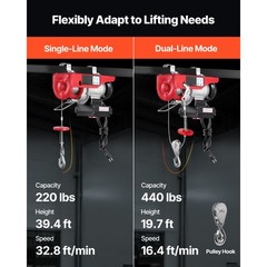 Uimoso Electric Hoist 440lbs Lift with Wireless Remote Control, 480W 110V