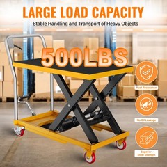 28.5″ Hydraulic Lift Table Cart Manual Double Scissor Lift Table 500lbs w/Wheels