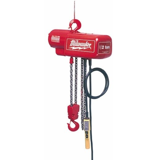 Milwaukee 9562 1/2 Ton 0.5HP 115/230V AC Electric Chain Hoist – 20 ft.