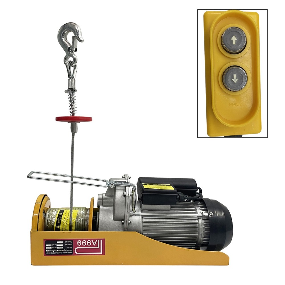 220V Electric Hoist Crane Multifunctional Lift Wired Remote Control 2000LBS