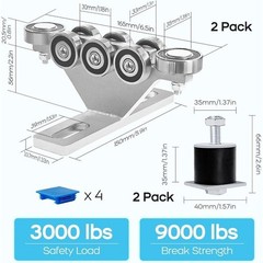UltraStable 6+2 Wheel Hoist Trolley 3000lb Load Strut Channel Roller System New