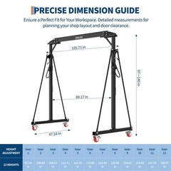 Portable Gantry 1 Ton 2200 LBS, Adjustable Steel Lift Crane with Locking Crane