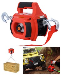 Portable Drill Winch Hoist 750LBS Load w/40Ft Steel Wire for Lifting & Dragging
