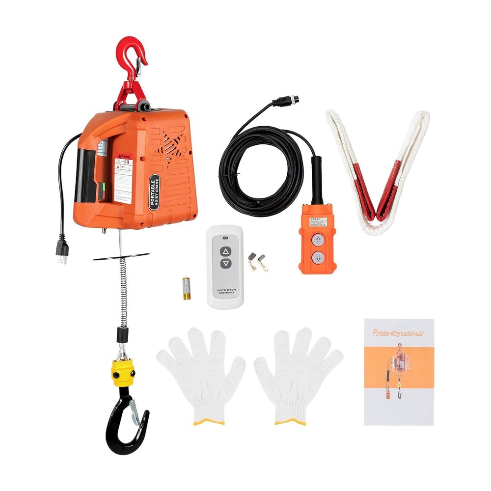 3 in 1 Electric Hoist Winch 1100LBS w/Wireless Remote Control 110V Lift 16ft/min