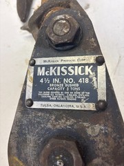 MCKISSICK 4-1/2 IN NO. 418 CAPACITY 5-TON SNATCH BLOCK PULLEY