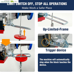 1760Lb Electric Hoist with Remote Control/Wired Control, Electric Hoist 2 in 1,