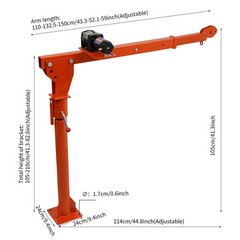 1100 LB Truck-Mounted Crane Hoist Truck-Mounted Crane with 12V Electric Winch