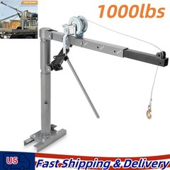 500lb-1000lb Lift Crane Jack Hoist Swivel Lifting w/ Cable Winch Pickup Truck