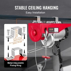 Electric Hoist, 2200 lbs Lifting Capacity, 1600W 110V Electric Steel Wire Winch