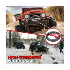Heavy-Duty Winch Cable, 3/8″ × 100′ Steel Cable with Self-Locking Swivel Ho