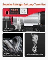 Electric Winch 1320LBS With Remote Control Heavy Duty Lifting Equipment