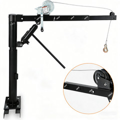 1000 lbs Hydraulic Pickup Truck Crane Truck Bed Jib Hoist w Manual Winch Swivel