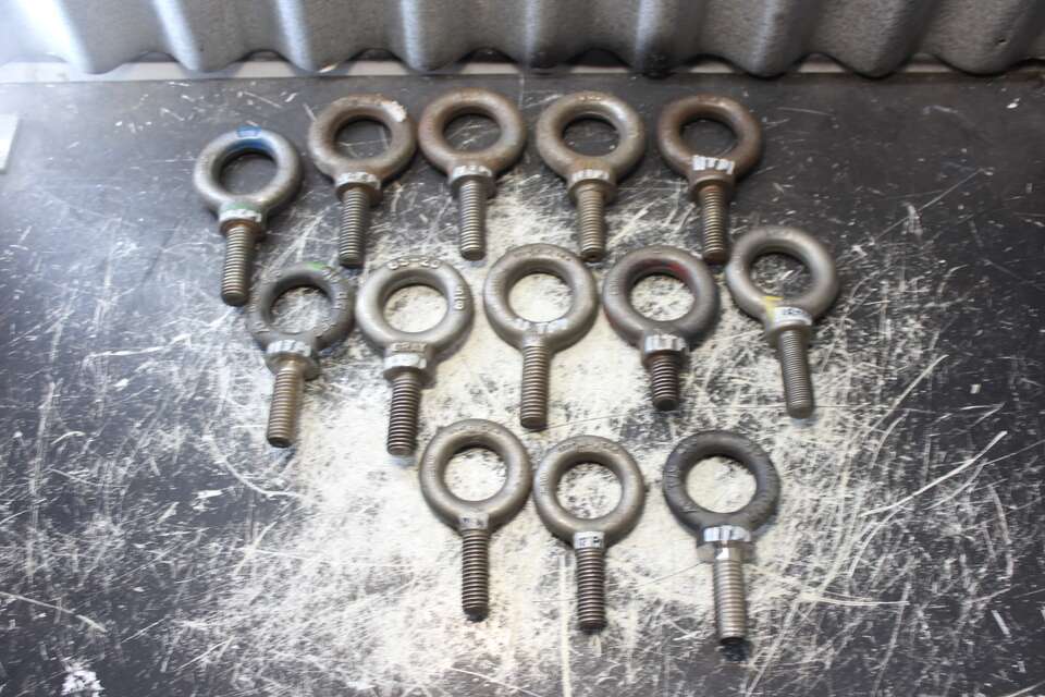 Lot of 13 Lifting Eye Ring Bolts 9/16” and 5/8”