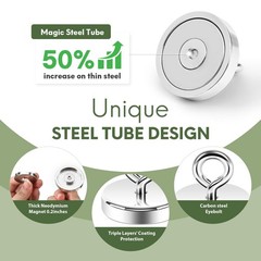 Neosmuk Silver Fishing Magnet, 1.75 inches Magnet Strong inches,
