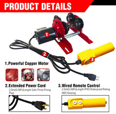 Electric Trolley for Power Hoist 1100LBS Capacity,Fit 2.68-4.33 in I-Beam,Push G
