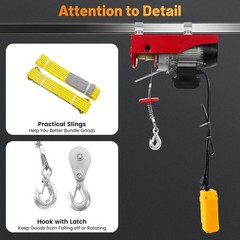 110V 220lbs Electric Hoist Winch Lifting Engine Crane Ceiling Pulley Overhead US