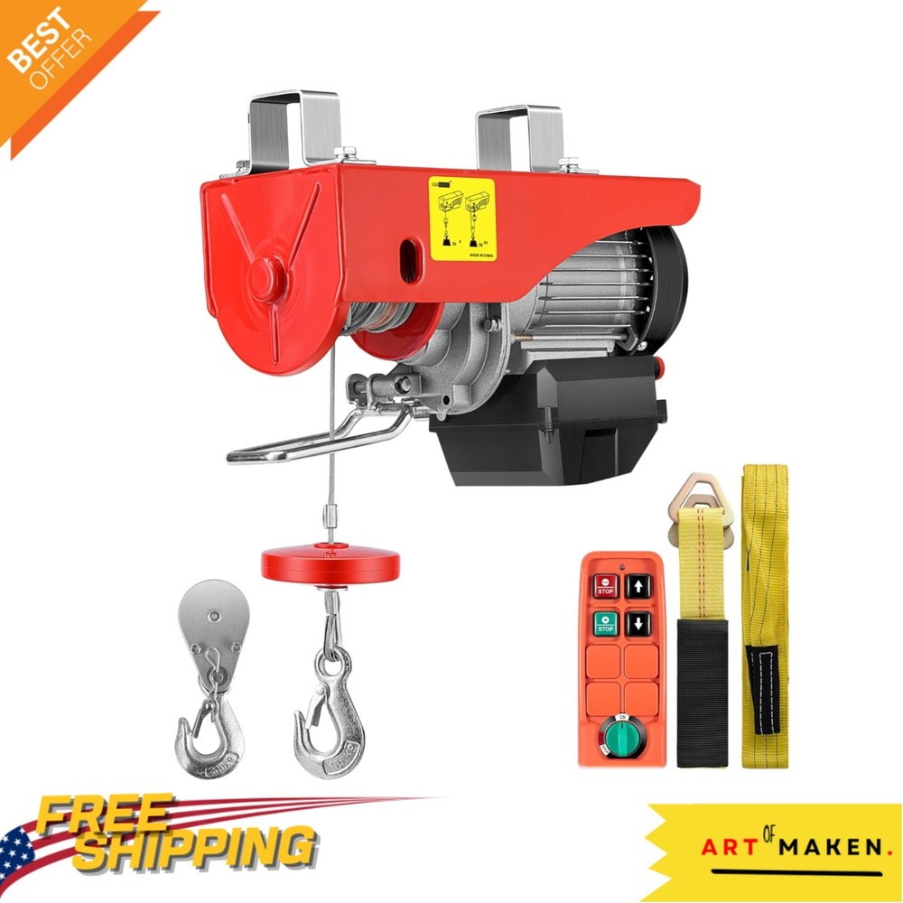Durable Electric Winch: 440 Lbs, Wireless Remote, Zinc-Plated Steel Construction