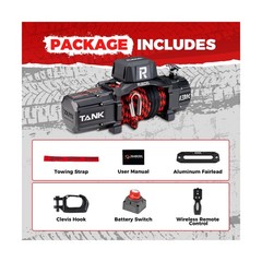 RUGCEL WINCH 13500lb Synthetic Rope Winch 12V Waterproof Electric Winch,2 in …