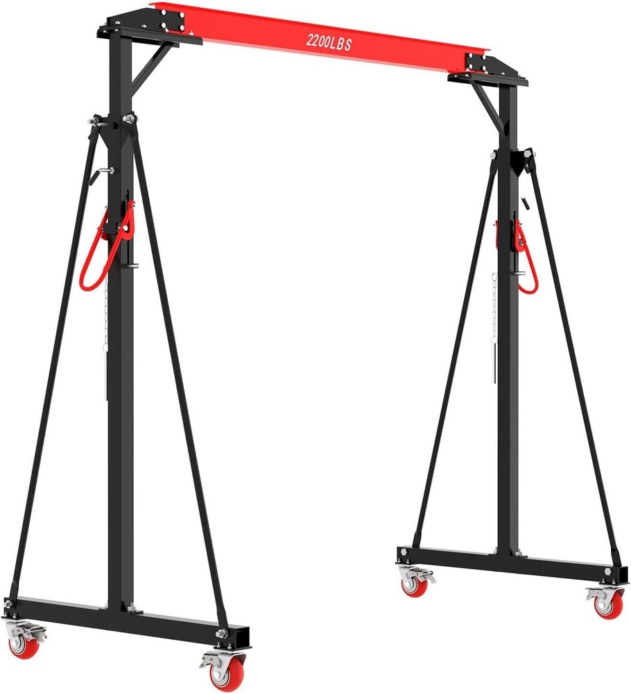1 T Adjustable Gantry Crane, 2200-Lb. Capacity, 7.5Ft-12Ft. Lift&Locking Wheels