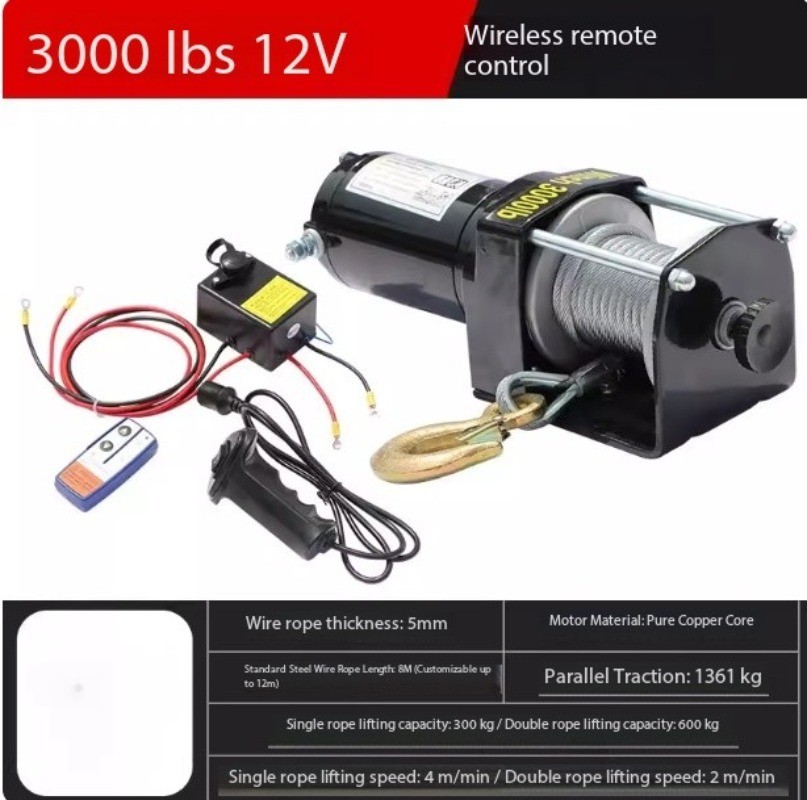 Electric Winch 12v Off Road Trailer Car Electric Hoist Household Small Hoist