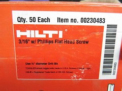 HILTI TOGGLER 00230483 QTY 50 TOGGLER BOLT 3/16″ W/ PFH SCREW 50/BX