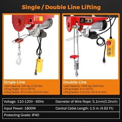 BEAMNOVA 110-120v 1 Ton Electric Hoist Winch 110-120 Volt 2200lbs Overhead Engin