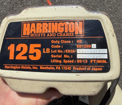 Harrington electric chain hoist 125 lb.
