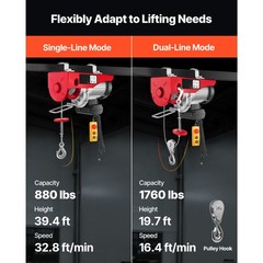 Uimoso Electric Hoist 1760lbs Lift with Wired Remote Control, 1450W, 110V