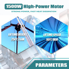 3-In-1 1500W Electric Hoist Winch, 120V Portable Electric Hoist with Remote (Man