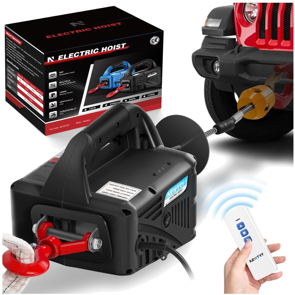 3-in-1 Electric Hoist Winch 1100lb Wireless Remote Control