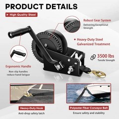 YIYITOOLS 3500lbs Heavy Duty Boat Trailer Winch, Hand Winch with 32FT Strap, …