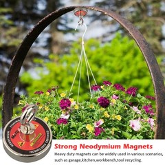 MUTUACTOR Super Strong Fishing Magnet,1.89” Neodymium 300lb Magnet, Silver