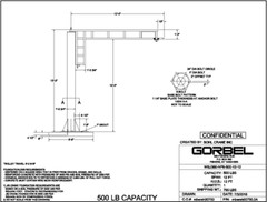 GORBEL WORK STATION JIB CRANE – 500 LB CAPACITY, SPAN 12 FT, HUB 12 FT